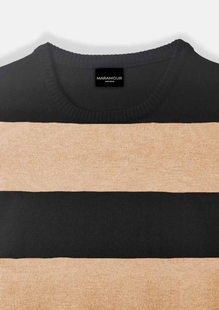 Sweater rayado de mujer con cuello redondo