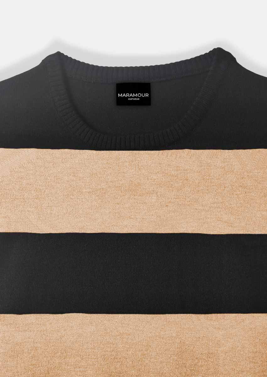 Sweater rayado de mujer con cuello redondo