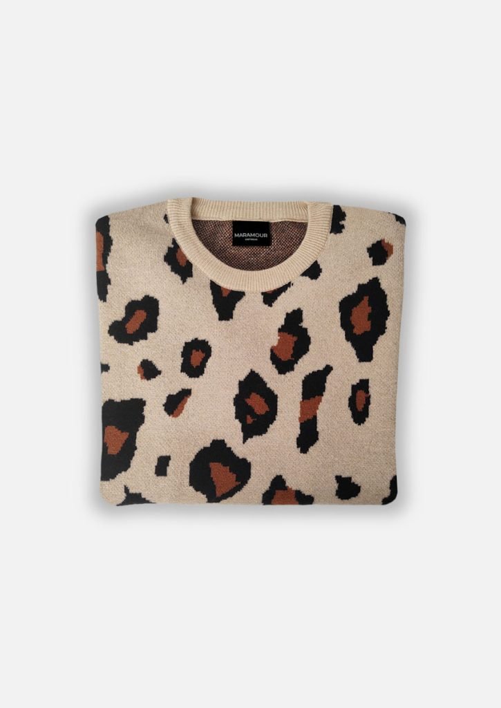 Sweater animal print de mujer con cuello redondo
