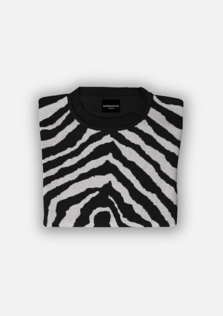 SWEATER JAQCUARD CON CUELLO REDONDO DE MUJER NEGRO