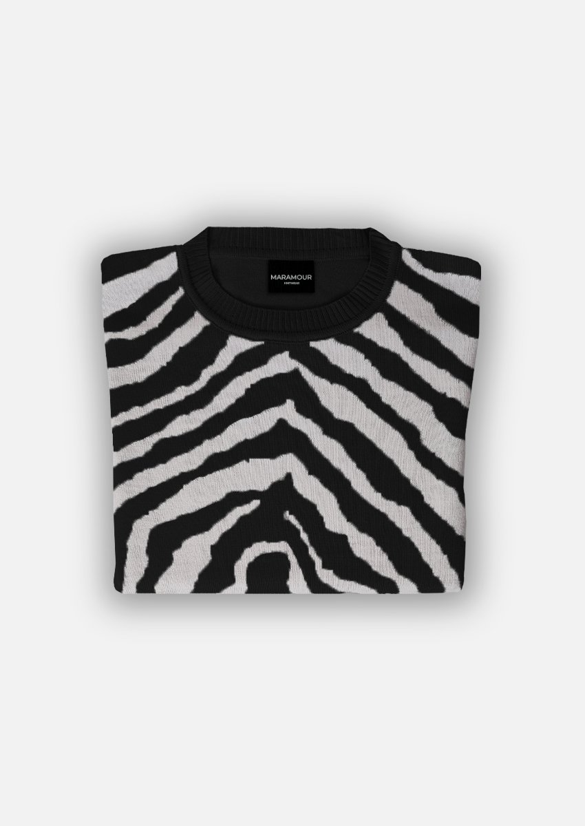 SWEATER JAQCUARD CON CUELLO REDONDO DE MUJER NEGRO