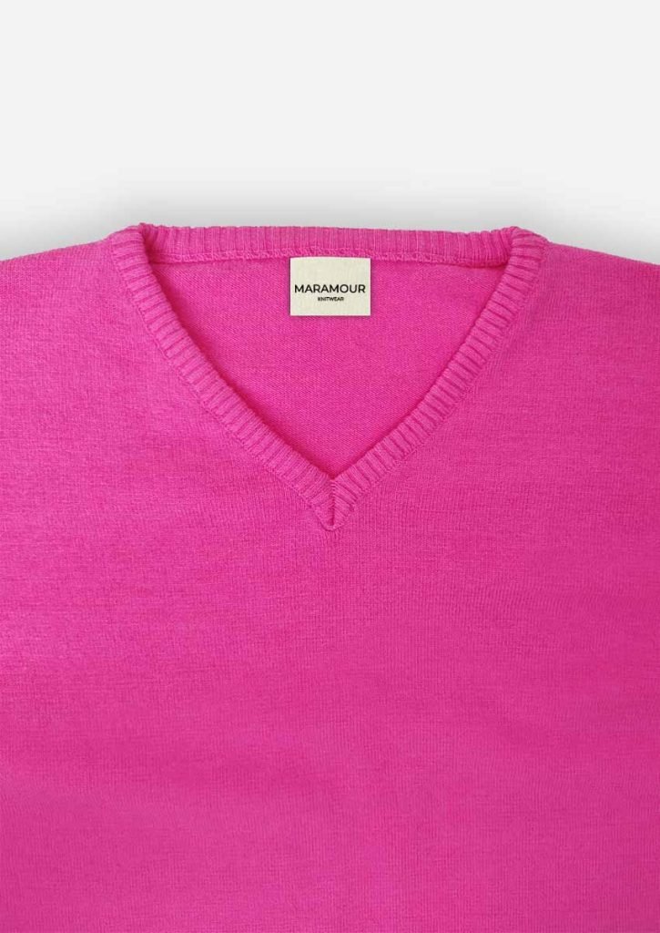 Sweater de mujer con escrote en V fucsia