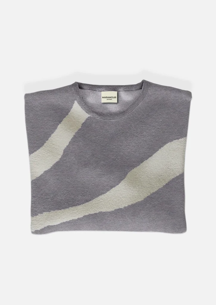 Sweater jacquard de mujer con cuello redondo gris