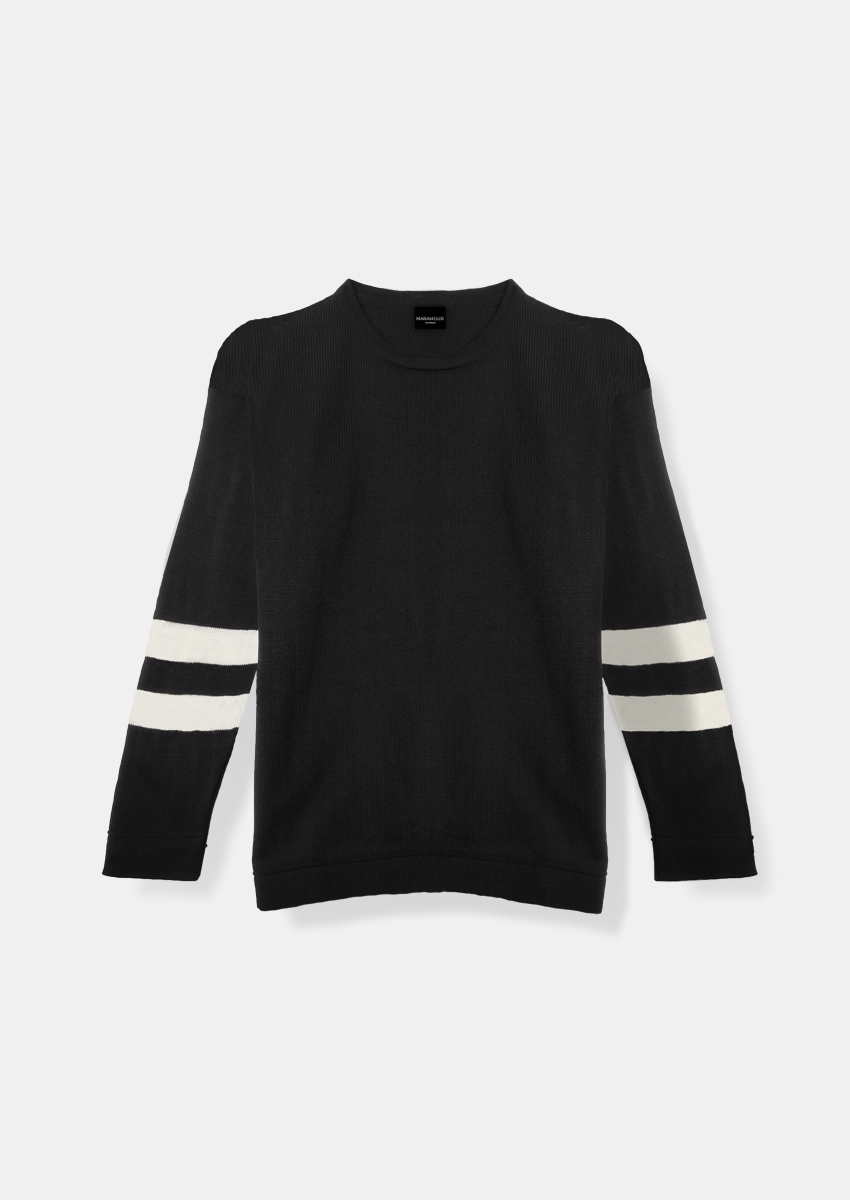 Sweater rayado en mangas negro