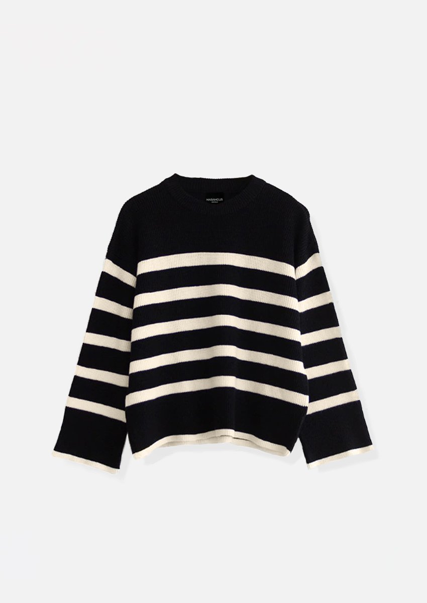 Sweater rayado perle negro